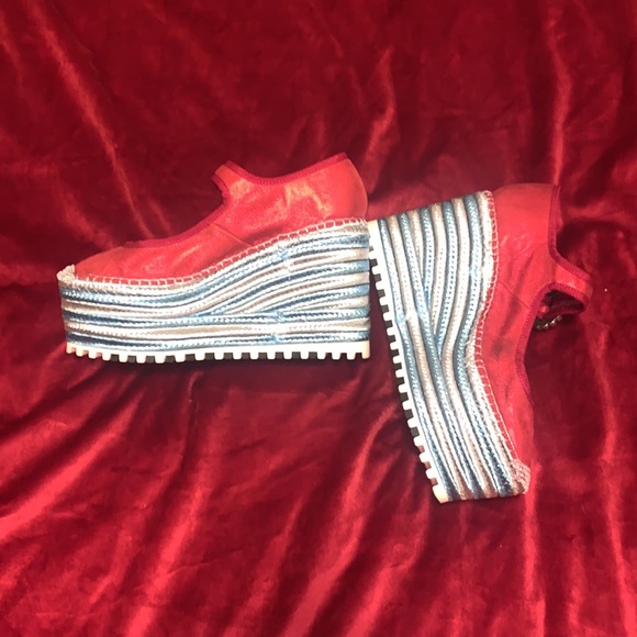 Marc Jacobs Metallic Red/Silver/Blue Platform Espadrille Never Worn Sz 39 - Picture 7 of 8